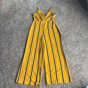 Iris Mustard and Black Striped Jumpsuit with belt